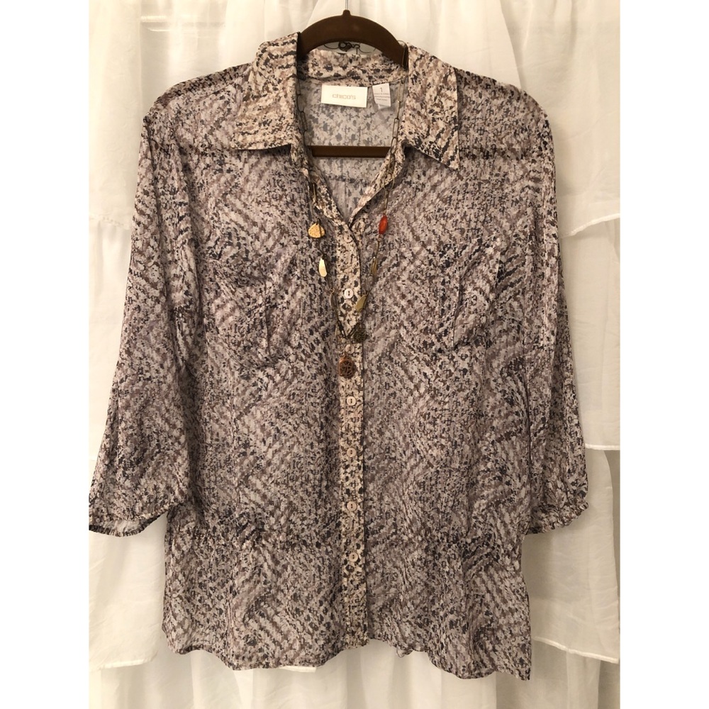 Printed Button Down Blouse